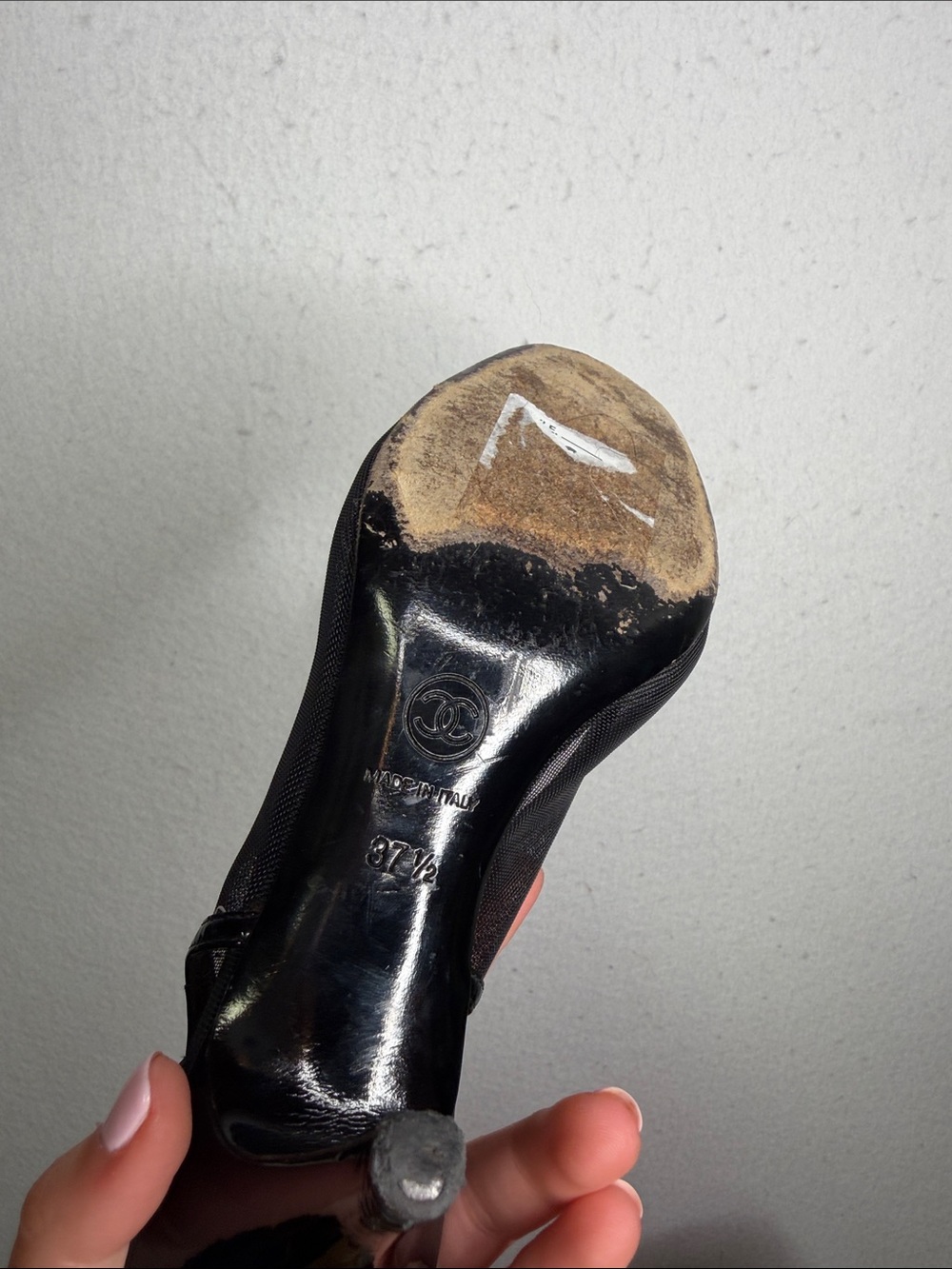 Vintage Chanel Peep Toe Flower Slingback Kitten Heels 37.5 - Picture 6 of 9